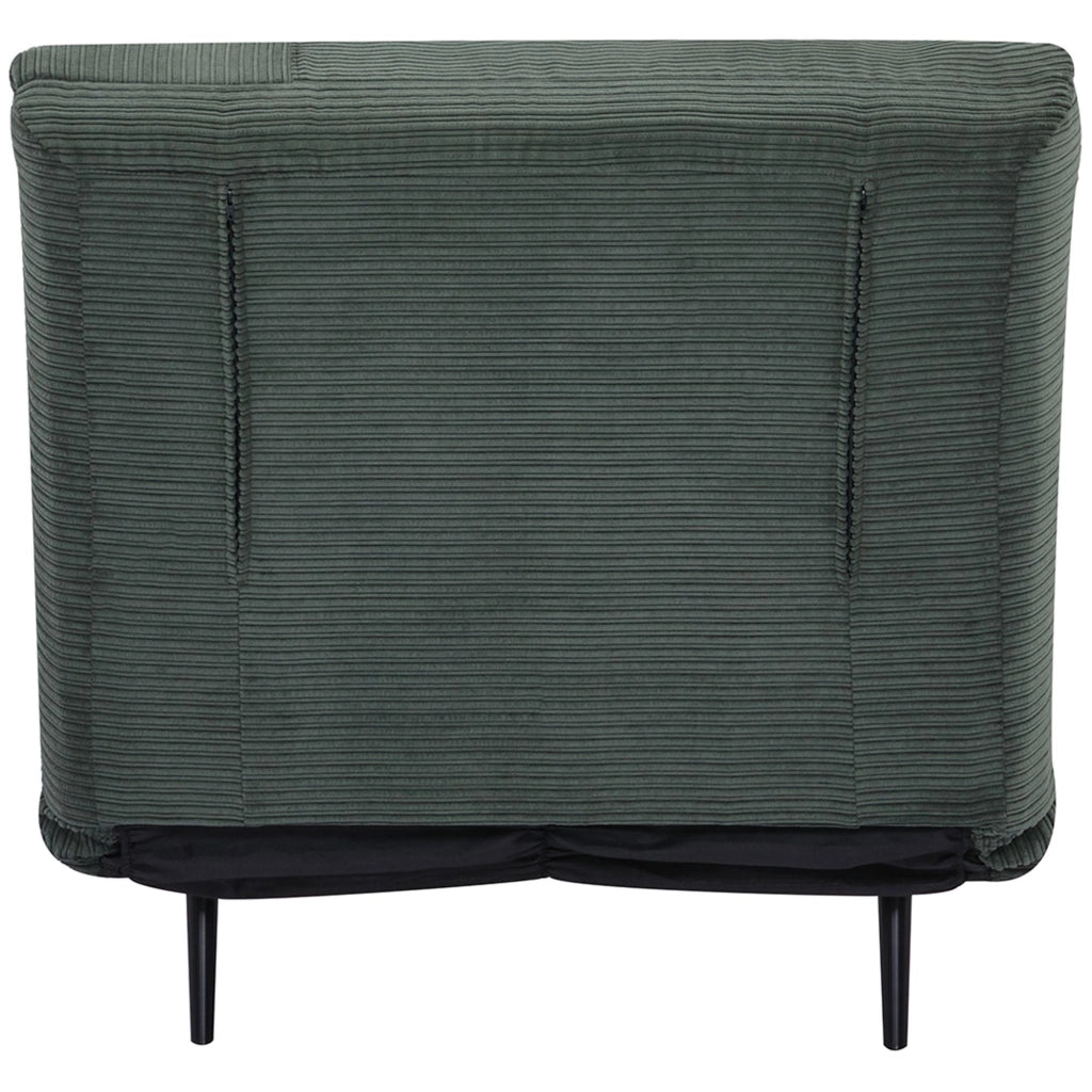 Poltrona Letto Singolo Trasformabile 82x89x83 cm in Legno e Acciaio Tessuto Velluto a Coste Verde
