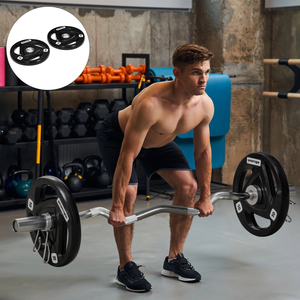 EasyComfort Set di 2 Dischi Pesi da 10kg in Acciaio con Rivestimento in Gomma per Bilanciere