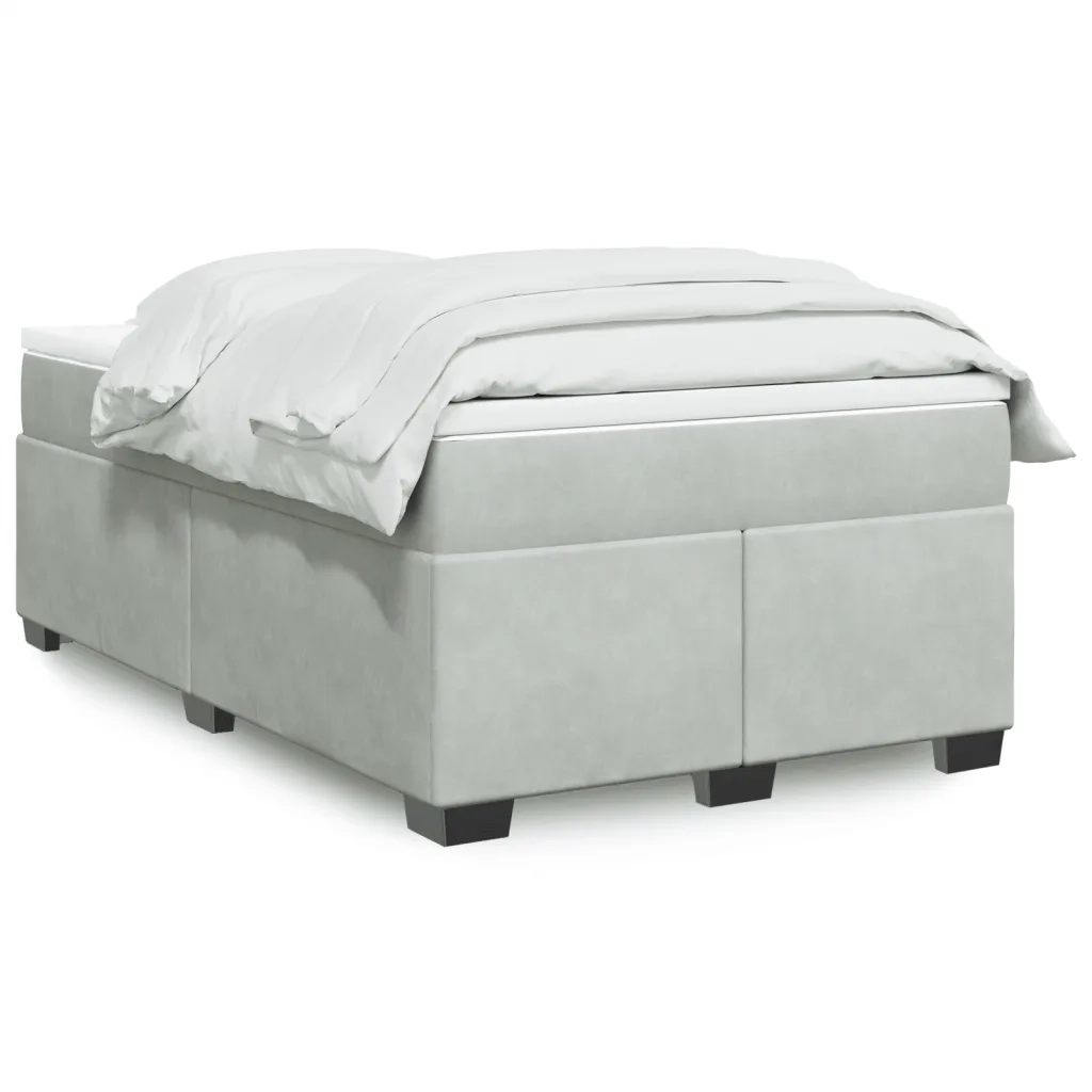 Giroletto a Molle con Materasso Grigio Chiaro 120x190cm Velluto
