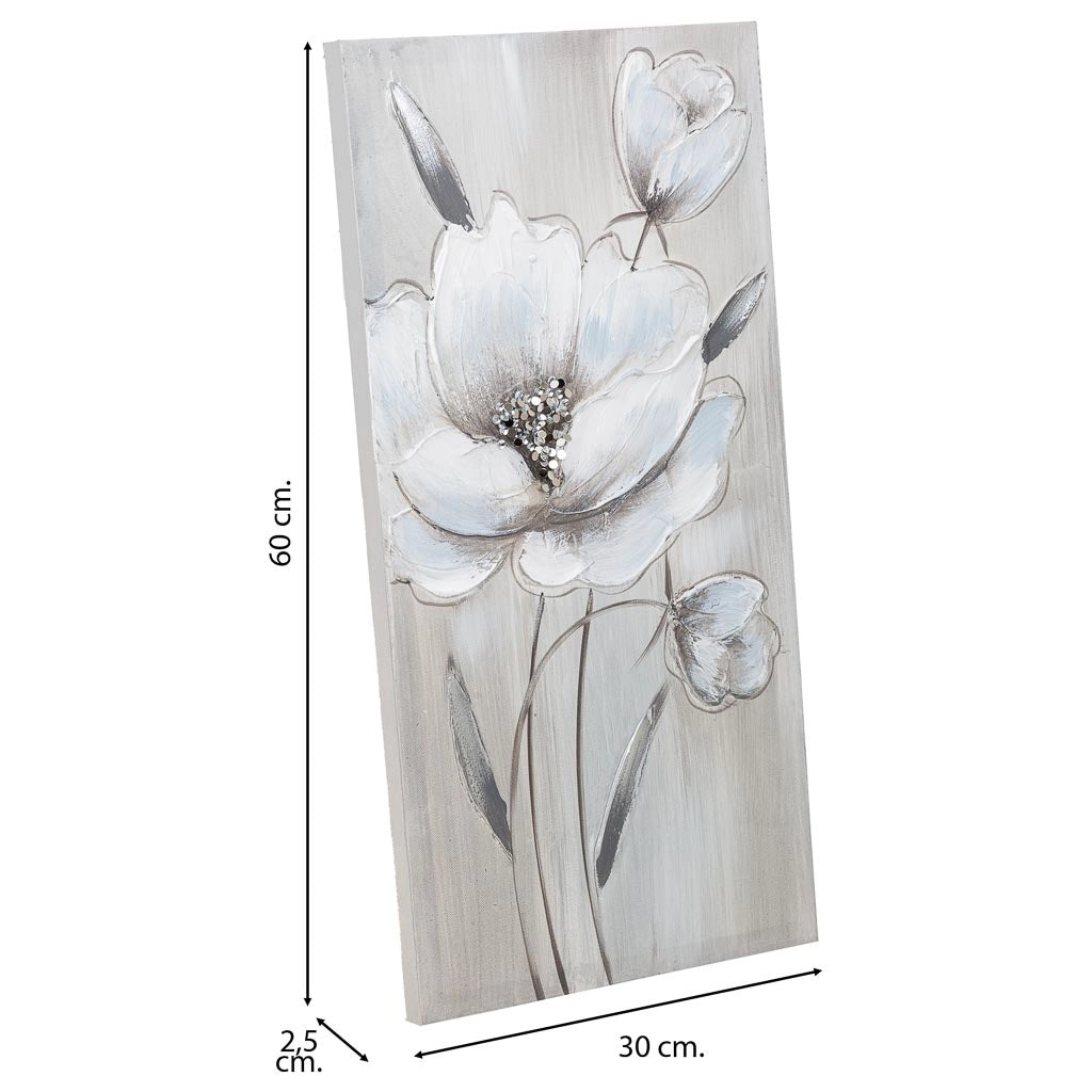 Quadro dipinto a mano con rilievo grigio 30x60x2,5h