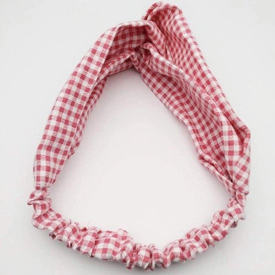 Haarband per donna e bambina - disegno a griglia - rosa