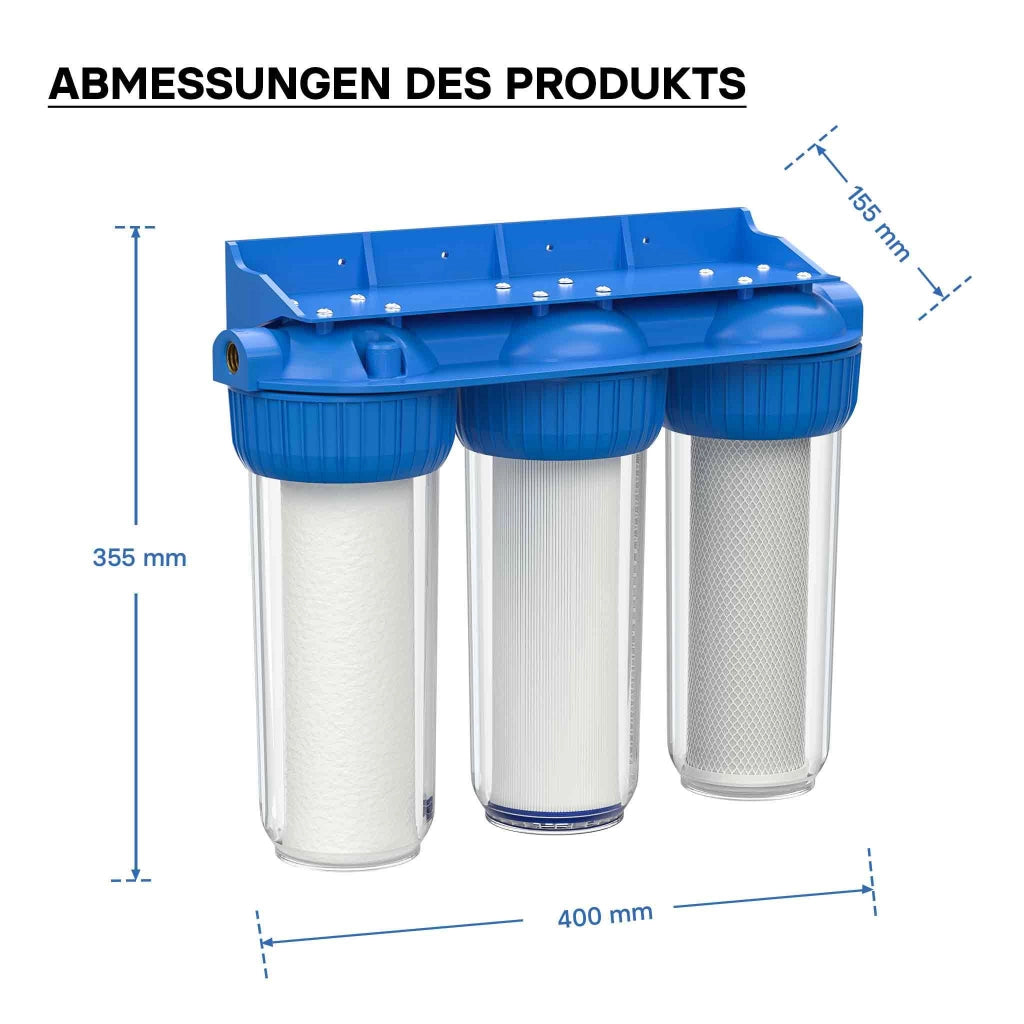 Naturewater NW-BR10B4 Filtro acqua a cartuccia, 3 stadi 26,16 mm con cartucce filtranti per filtrazione acqua
