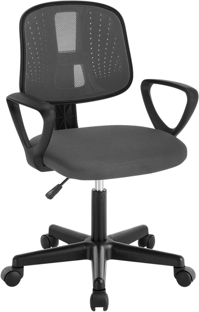 Sedia da Scrivania per Bambini, Sedia da Studio Girevole, Sedie Ergonomica con Ruote, Tessuto a Rete Traspirante, Sgabello Girevole con Schienale Regolabile Automaticamente, Nero, K0003BS