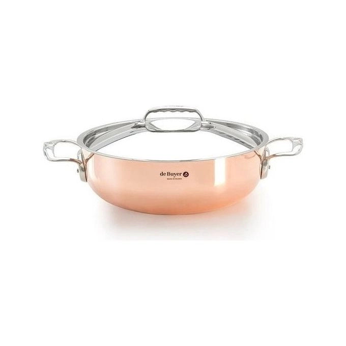 De Buyer 6232.28 Prima Matera Sautoir in Rame e Acciaio Inox 5 L con Coperchio Diametro 28 cm colore Rame