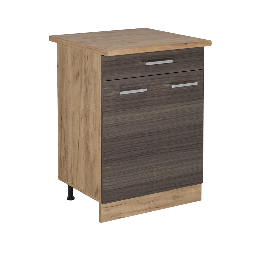 Vicco Mobiletto base per cucina Grigio nobile 60 cm con cassetto, PL Rovere
