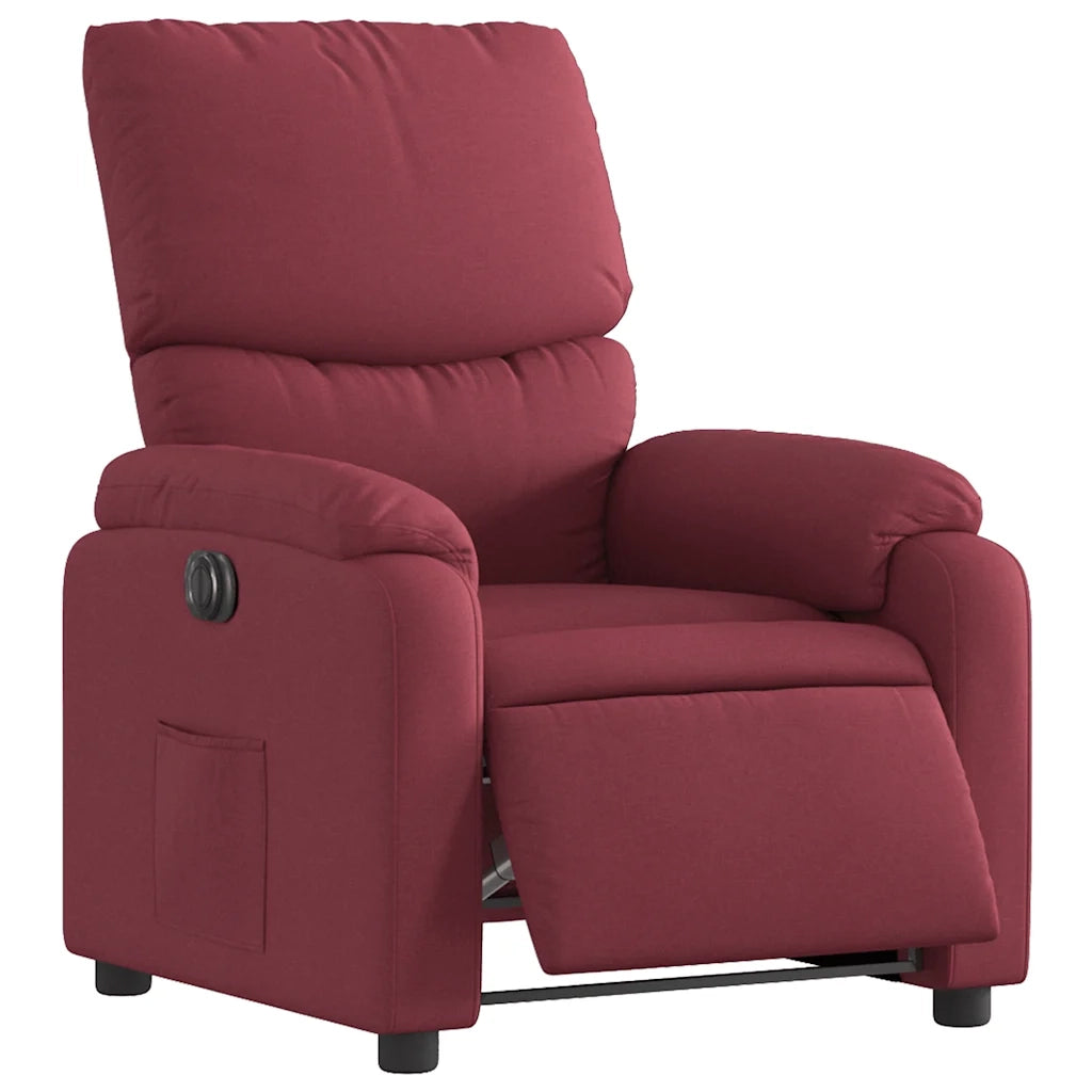 Poltrona Elettrica Reclinabile-Divano Sedia Rosso Vino in Tessuto 340845