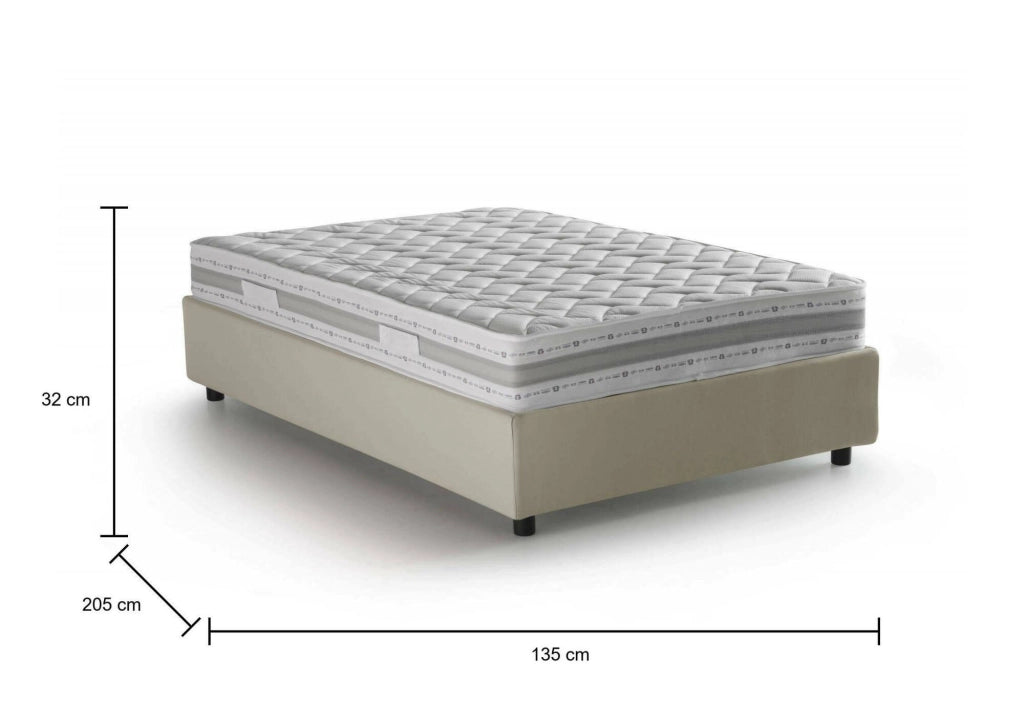 Alvise, Letto Piazza e Mezza Materasso Incluso Made in Italy, Beige