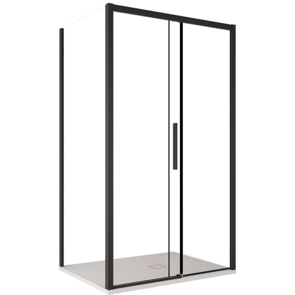 Box doccia tre lati con profili neri scorrevole anticalcare 195 lagoa, misura 80x110x80