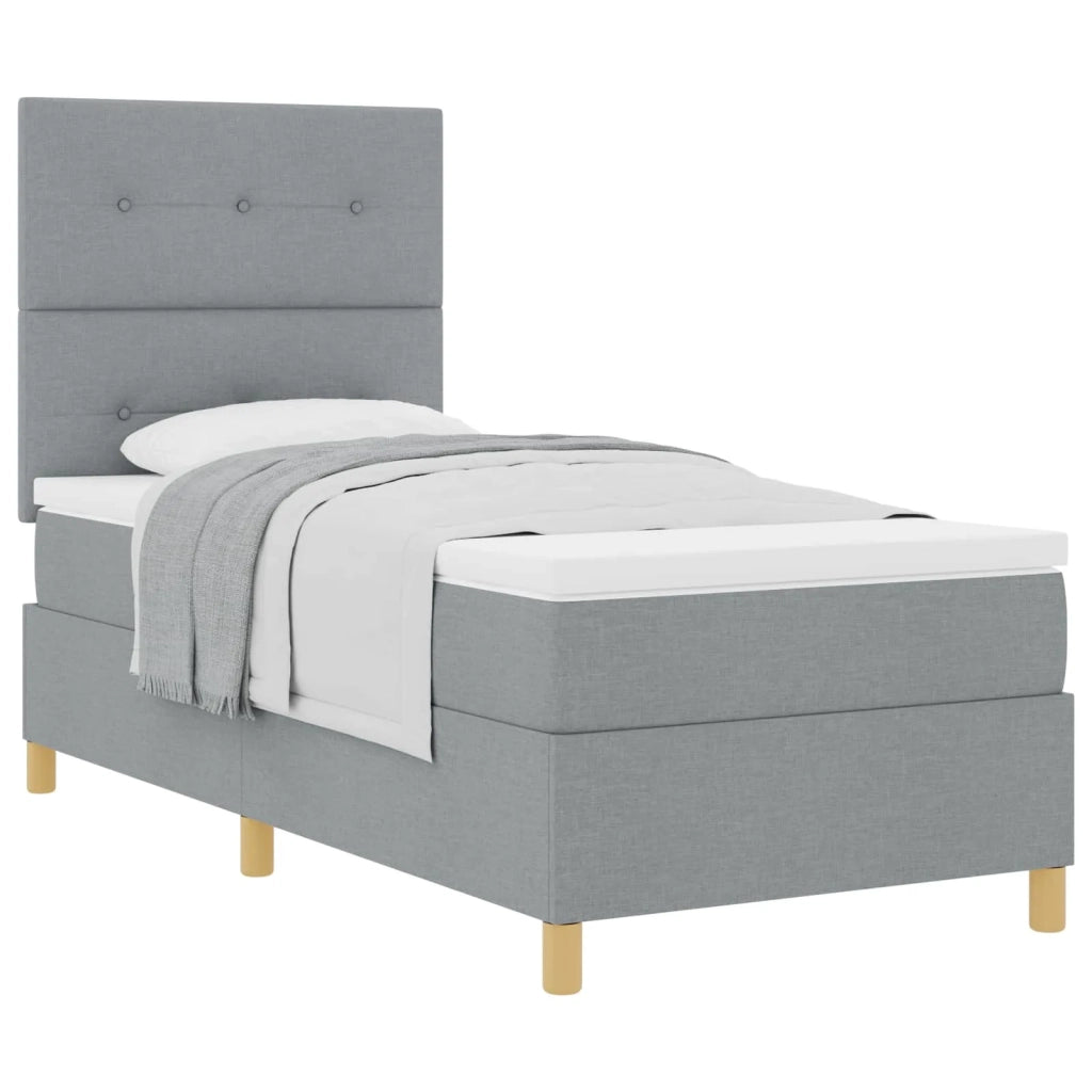 Letto a molle con materasso Grigio chiaro 100 x 200 cm Tessuto 3339595