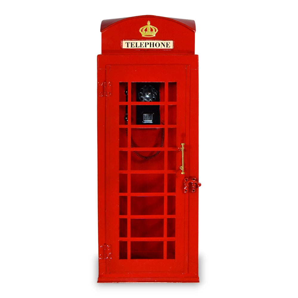 Cabina Telefonica Londra Rossa h 50 cm in Metallo Oggetto Decorativo Stile Retrò