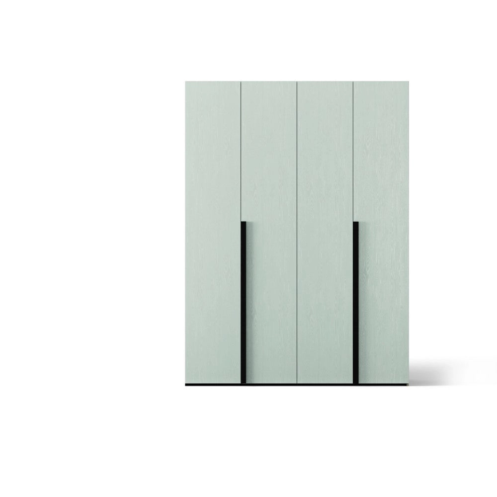 Armadio 4 ante battenti bianco portland e maniglie nero opaco Coco 185x60,3x250h