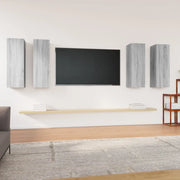Mobili TV 4 pz-Credenza per TV Grigio Sonoma 30,5x30x90 cm in Legno Multistrato