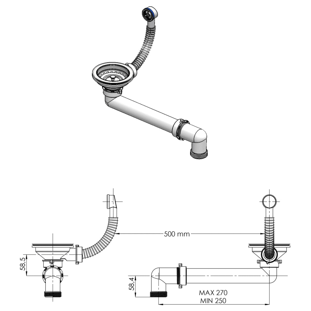 Lavello da Cucina con Foro Troppopieno Bianco in Granito CFW8526403