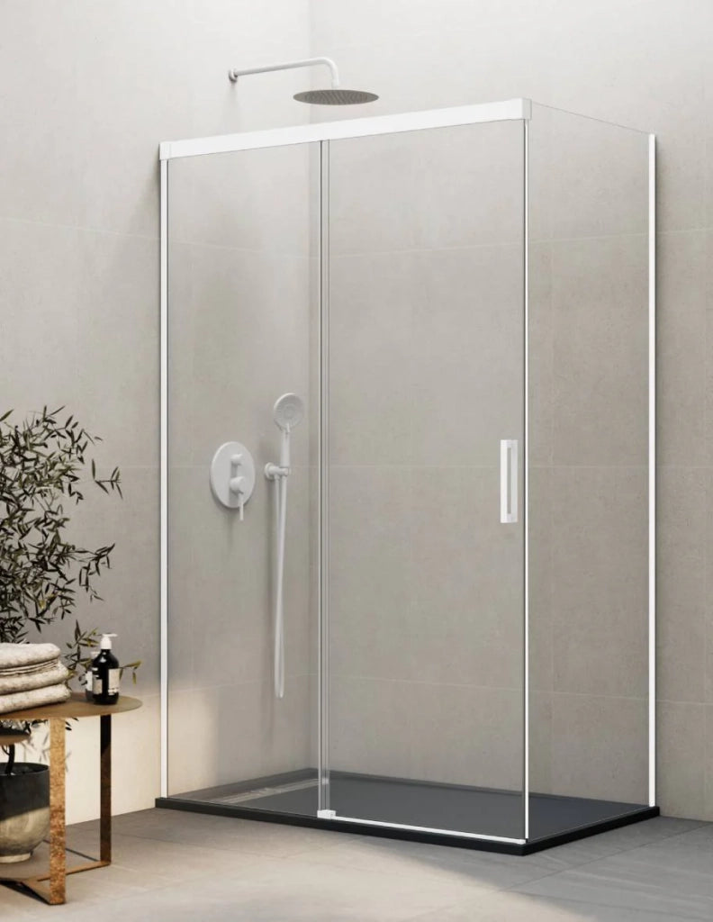 Box doccia THALASSA (BASIC) 1+1 con lato fisso laterale 200x110 cm Bianco vetro trasparente