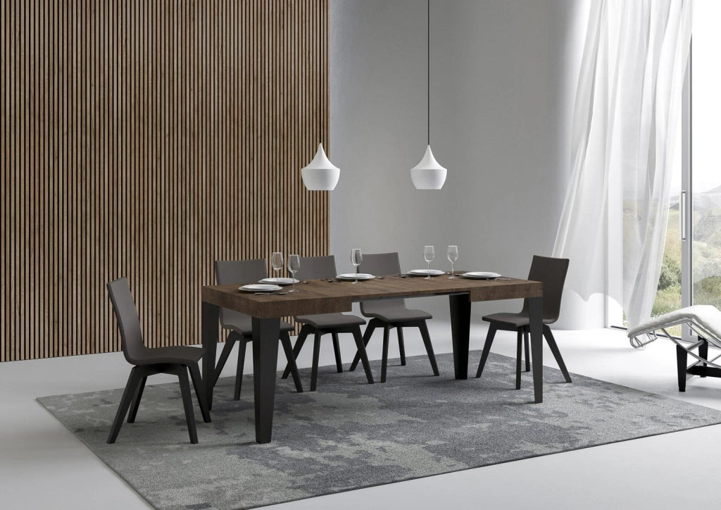 Tavolo Allungabile 120-204x80x77 cm Flame Noce e Antracite