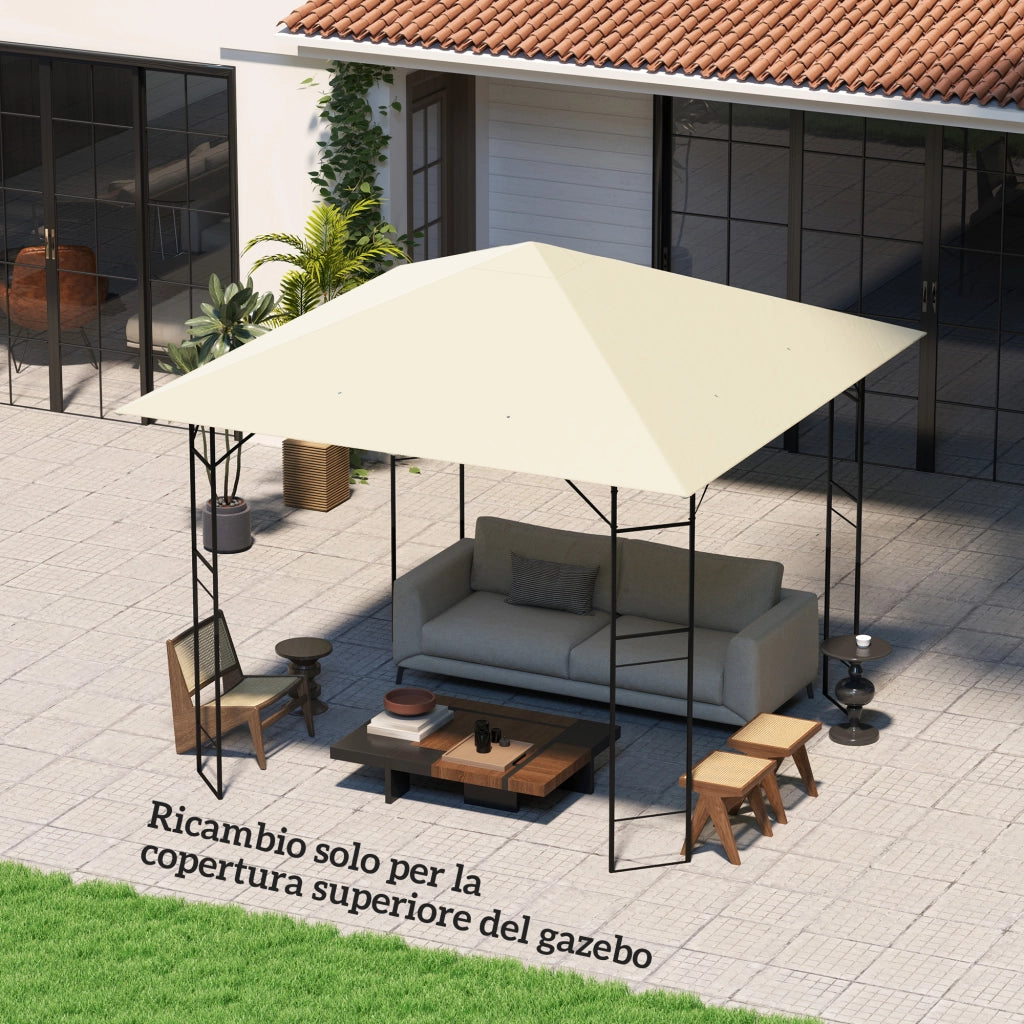 Copertura per Gazebo 3x3 m ¨C Zephmum ¨C Tessuto Oxford 600D Bianco Crema