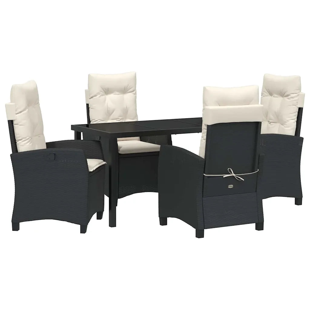 Set da Pranzo per Giardino con cuscino 5 pcs Nero polyrattan 3380367