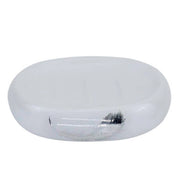 Trade Shop - Piattino Per Sapone Saponetta Ceramica Bianca Decorato Piuma Argento Bagno 59900 -