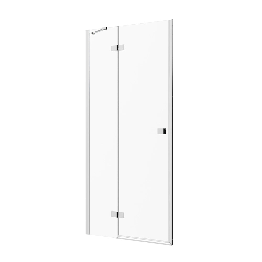 Porta doccia 110cm apertura a battente lato sinistro con cerniere, profili cromati e vetro da 8mm trasparente h195 | Fiji
