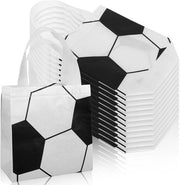 Set di 12 Sacchetti di Ringraziamento per Festa di Calcio: Set di 12 Sacchetti Reutilizzabili a Tessuto Non Tessuto per Caramelle e Snack - Tema Calcio, Feste di Compleanno, Eventi Sportivi