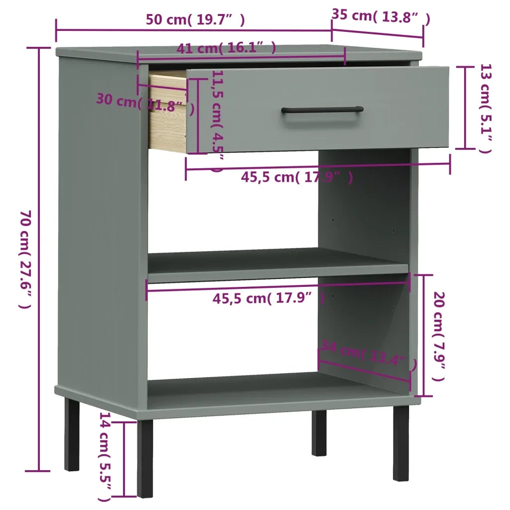 Mobile Consolle | Tavolo d'Ingresso Gambe Metallo Grigio Legno Massello Pino OSLO