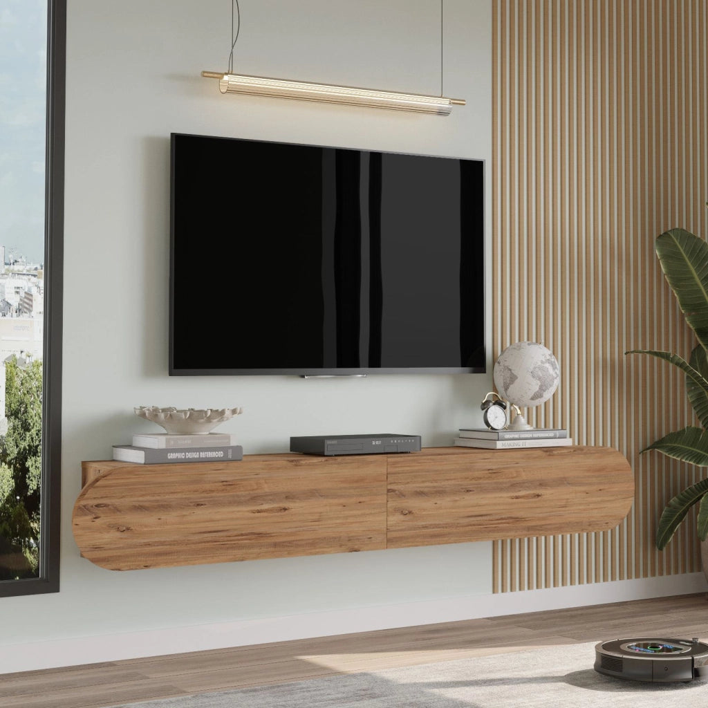 Porta TV in legno "LUM1" - 180 x 31 x 29 cm - Marrone