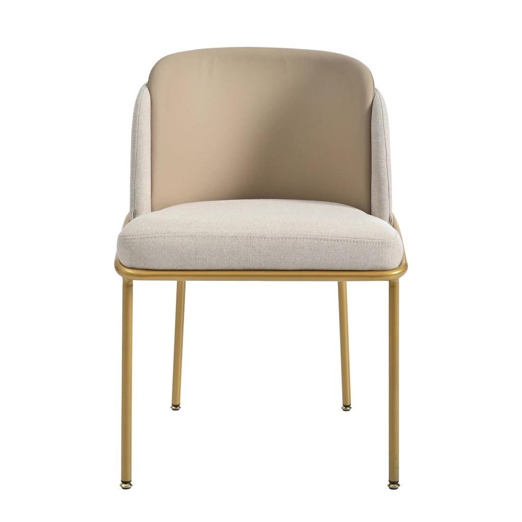 Sedia da pranzo con Schienale Ergonomico e Piedini Regolabili, in Metallo e Legno, Beige Cachi