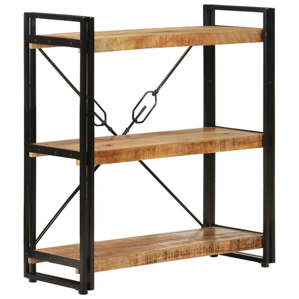 Libreria 3 Livelli 77x30x80 cm Legno Massello di Mango e Ferro 351106