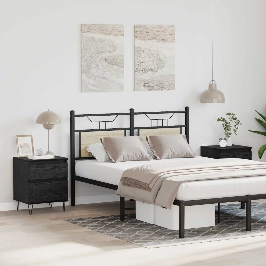Armadietto per letto con cassetto Rovere Nero 40 x 35 x 50 cm