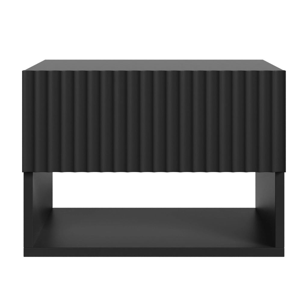 Comodino Sospeso da Parete Nand con Cassetto e Scomparto 42x30x30 cm Nero [en.casa]