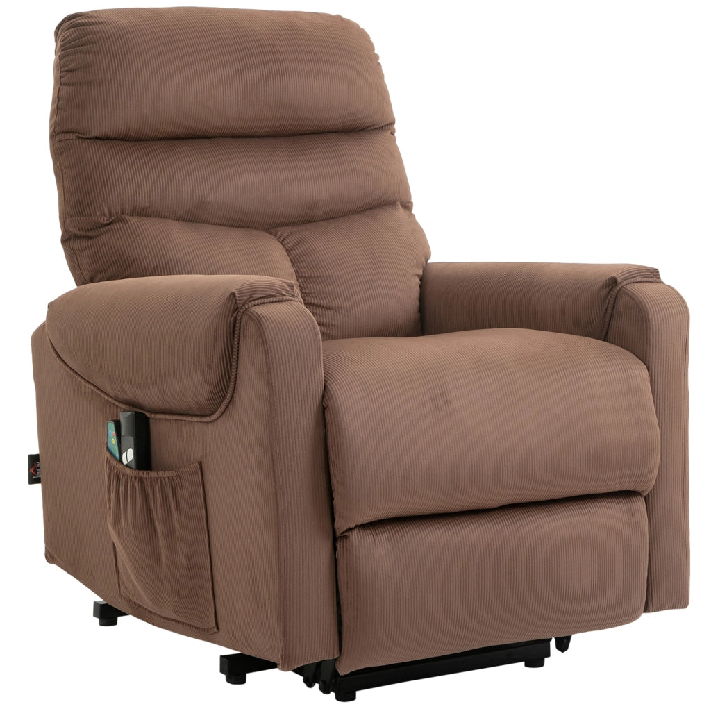 Poltrona Massaggiante Elettrica con Alzapersona e Riscaldamento ¨C Zephmum ¨C Tessuto Marrone 90x100x110