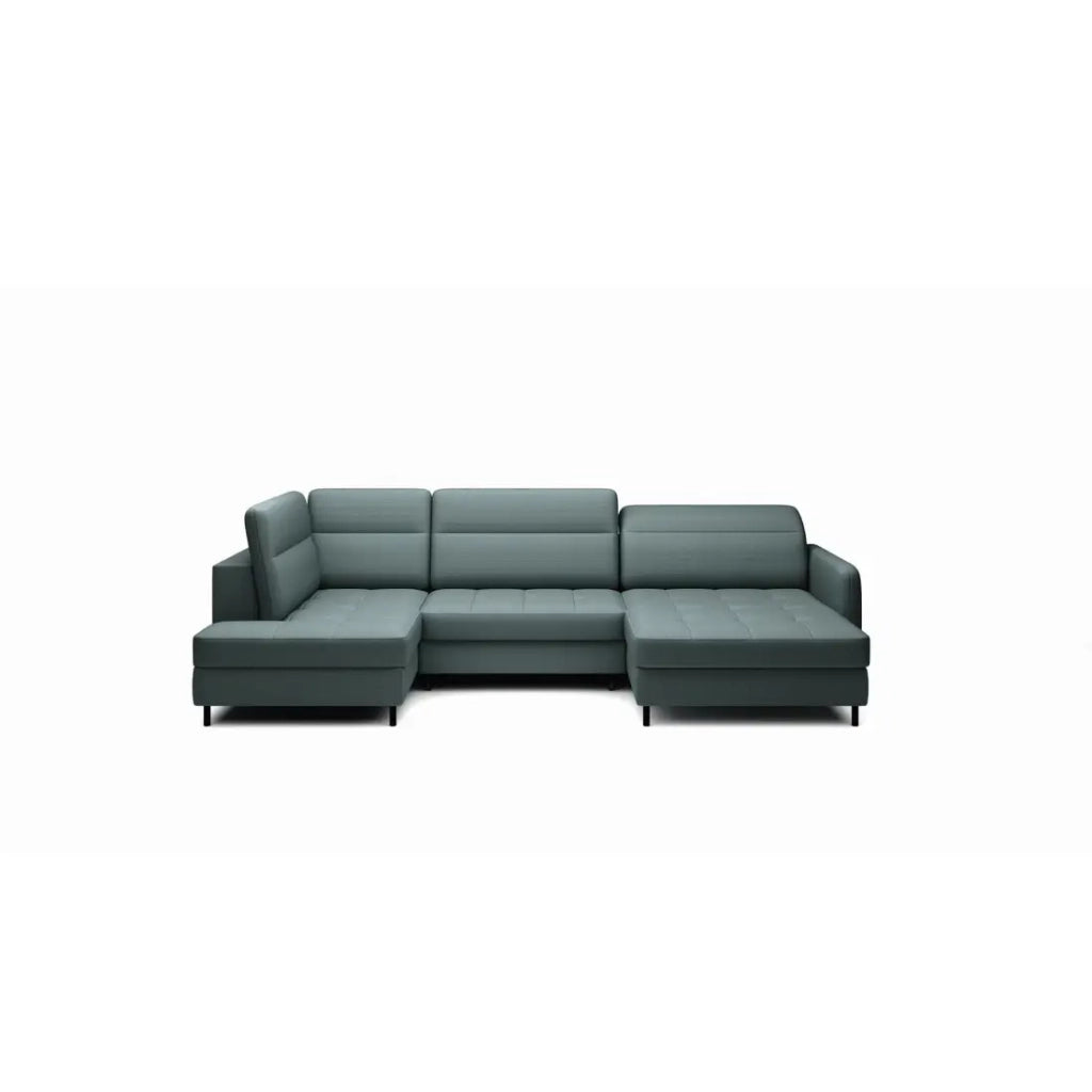 Divano angolare convertibile BERTHO 306 cm verde scuro - Angolo destro con contenitore