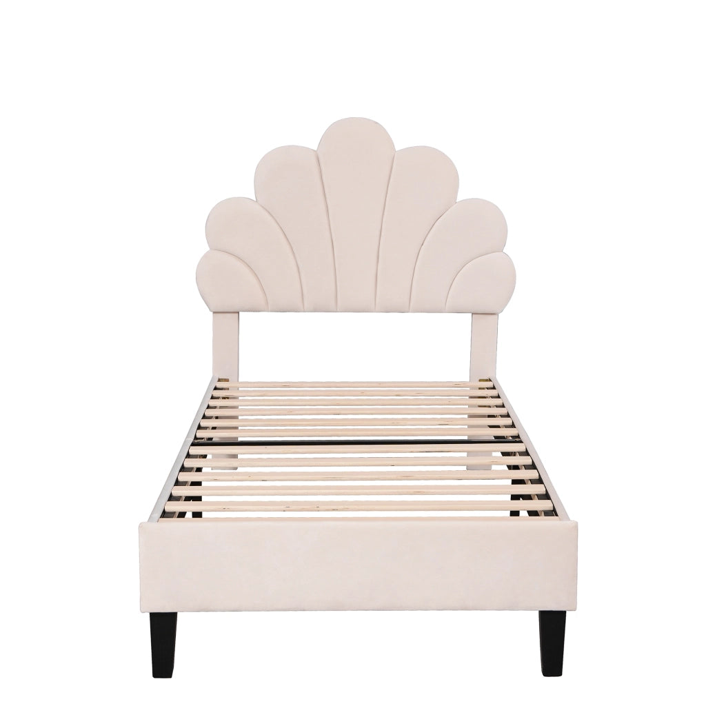 Letto 90x200 Beige con testata floreale - Xylo