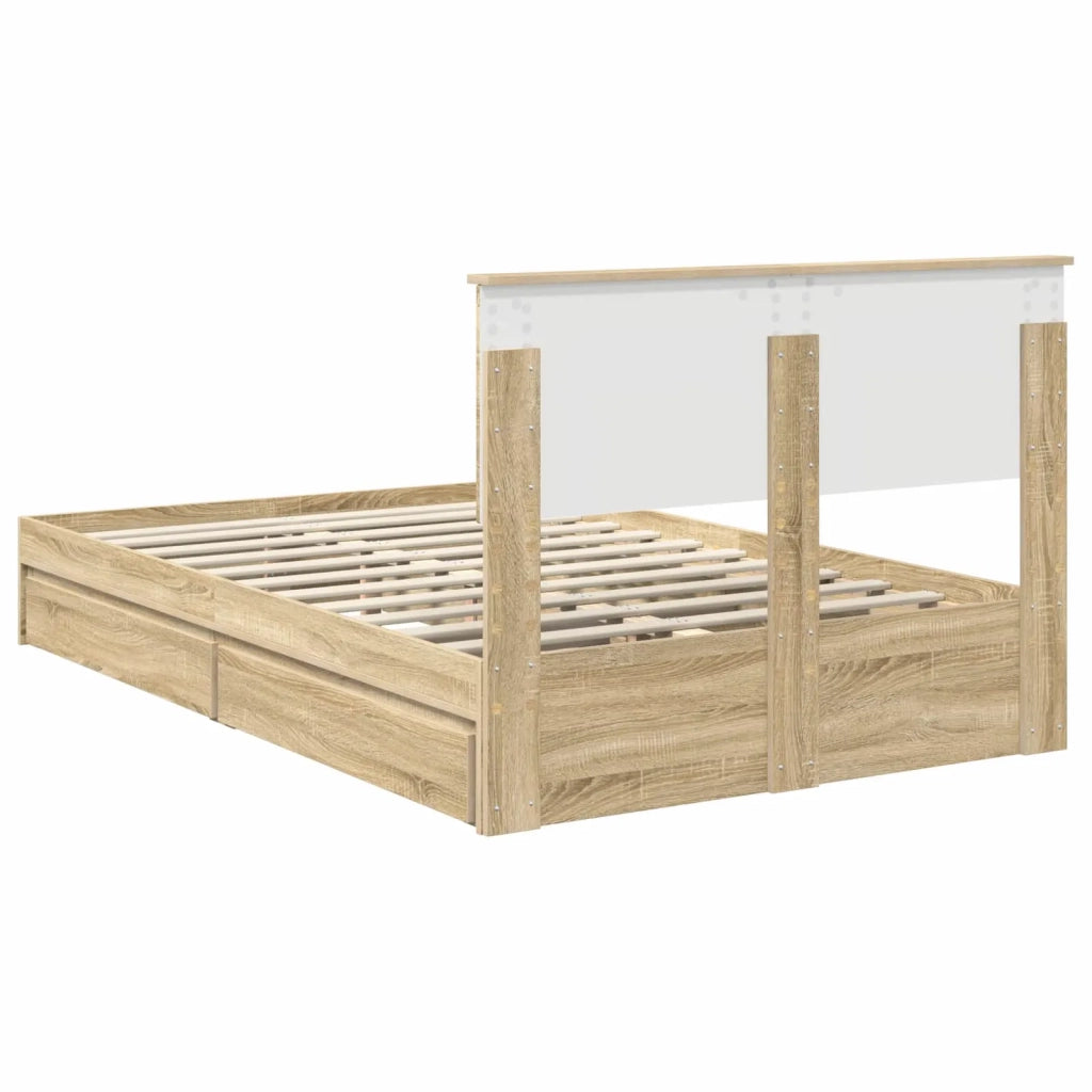 Letto con Contenitore con testiera Rovere Sonoma 120 x 200 cm