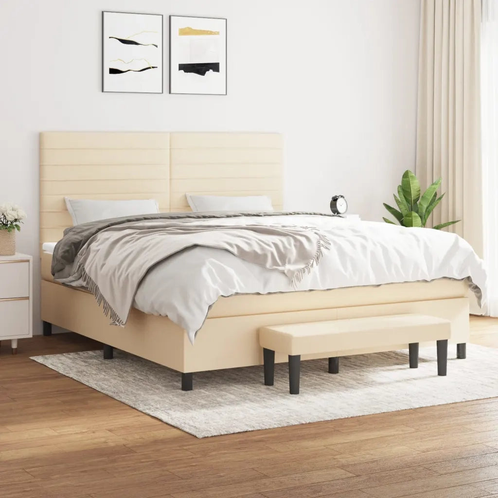 Giroletto a Molle con Materasso Crema 160x200 cm in Tessuto cod mxl 35713