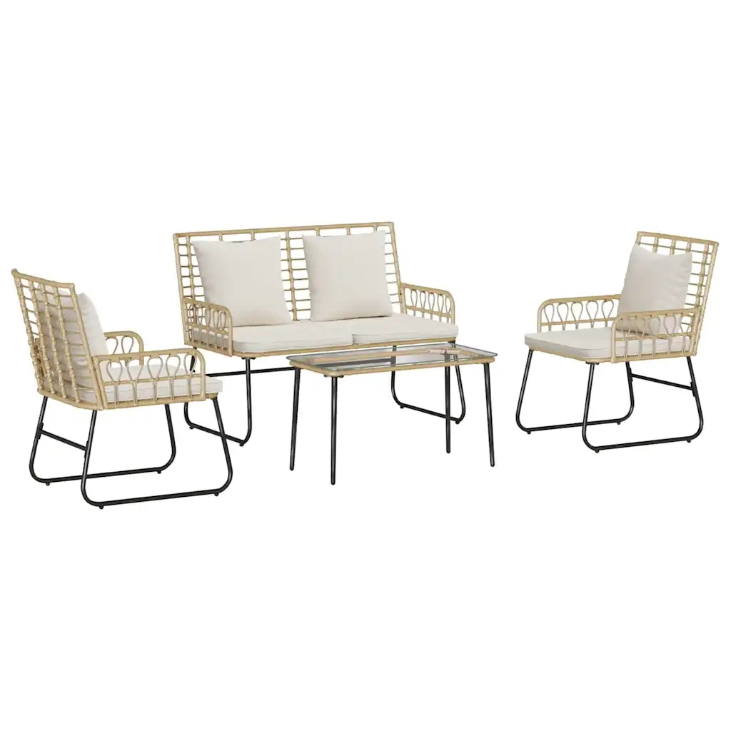 Set di Mobili da Giardino 4 pcs Nero e antracite polyrattan 3379041