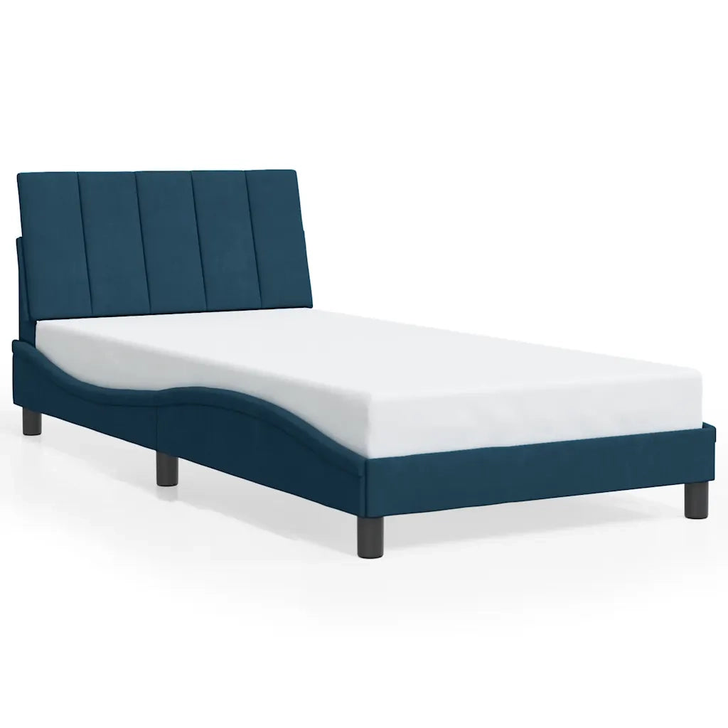 Giroletto con LED senza Materasso-Struttura Letto Hanko Blu 100x200 cm in Velluto