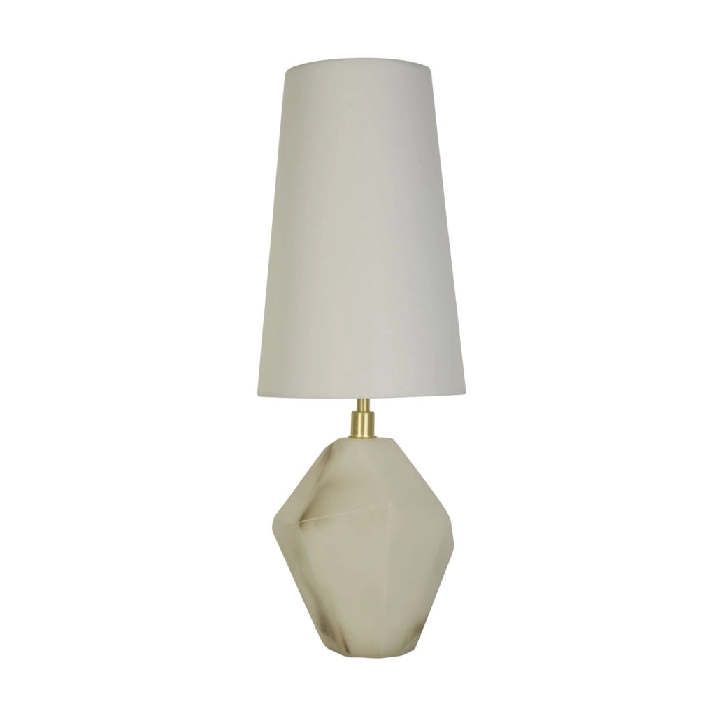 Lampada da tavolo Apex 1Lt, metallo ottone satinato, paralume bianco