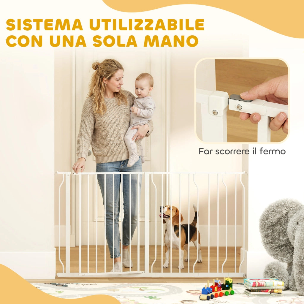 Cancelletto Sicurezza per Cani Estensibile ¨C Minimal ¨C Bianco 75-145 cm