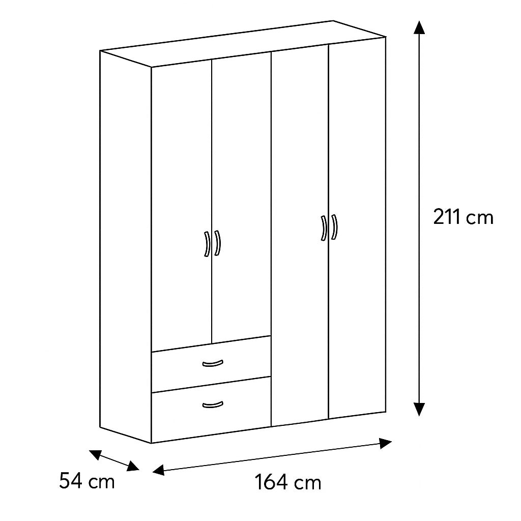 ARMADIO SIMPLI 4A+2C BIANCO GR. 164X54XH211CM.