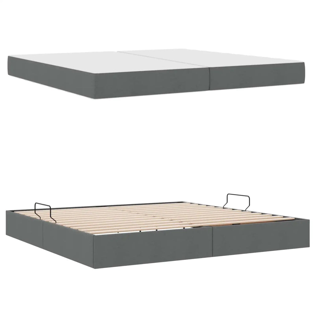 Letto con contenitore e materasso Grigio scuro 200 x 200 cm 3399683