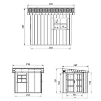 Casetta da giardino di qualità PREMIUM 5,9 mq - H231x248x294 cm - Senza pavimento e parete laterale - Timbela M938B-HARVEST HONEY