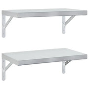 2 pz Mensole a Muro | Scaffale Parete | Ripiano a parete 50x30 cm Argento in Acciaio Inossidabile