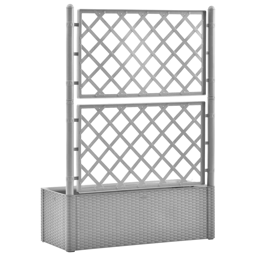 Fioriera rialzata per piante fiori patio giardino traliccio e sistema di irrigazione grigio 02_0039848