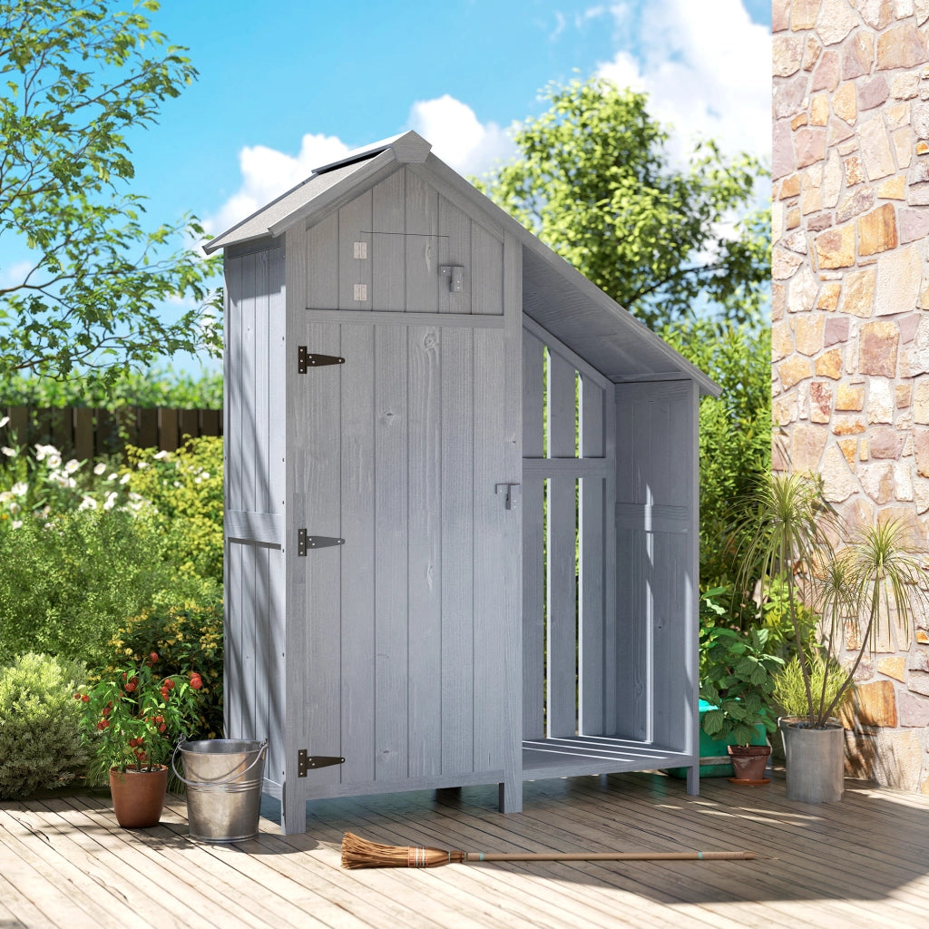 Armadio da giardino in legno ¨C zephmum ¨C 129x51.5x180 cm grigio