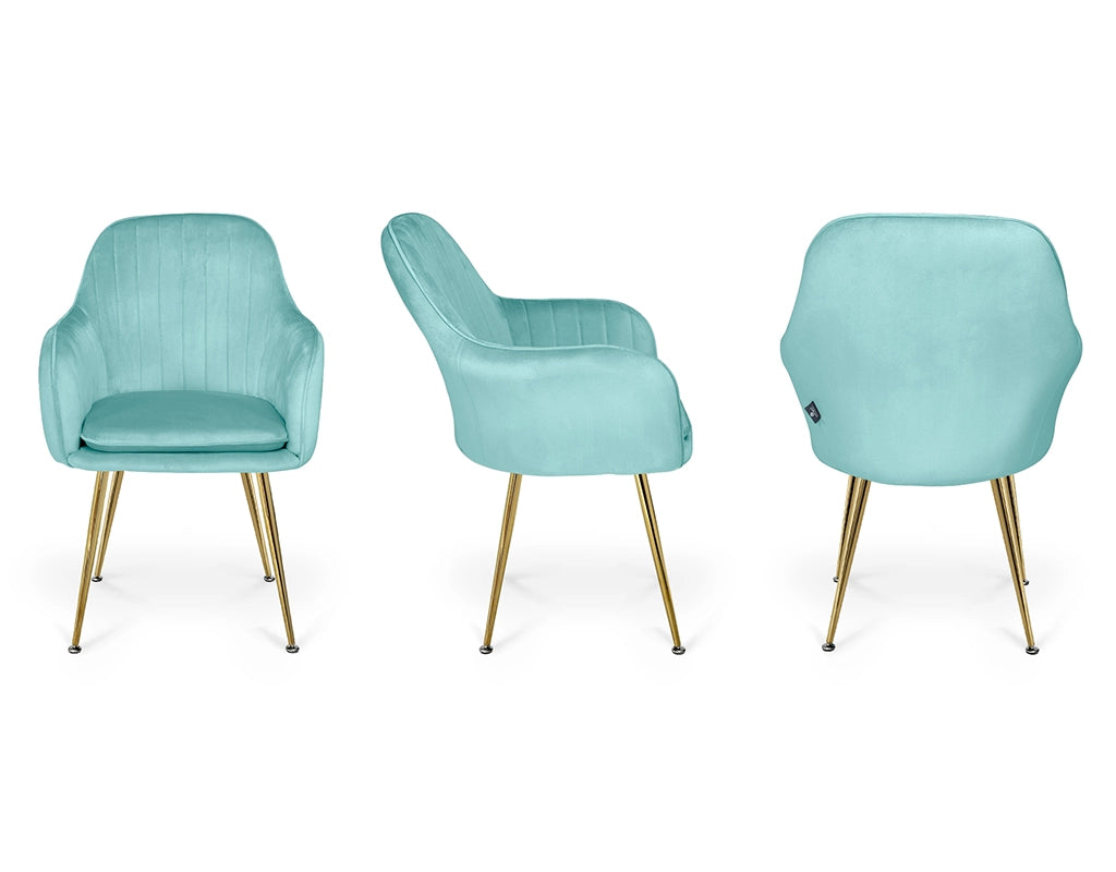 Sedia da pranzo in velluto verde tiffany poltroncina vintage - Celine - SDPL20CEPD