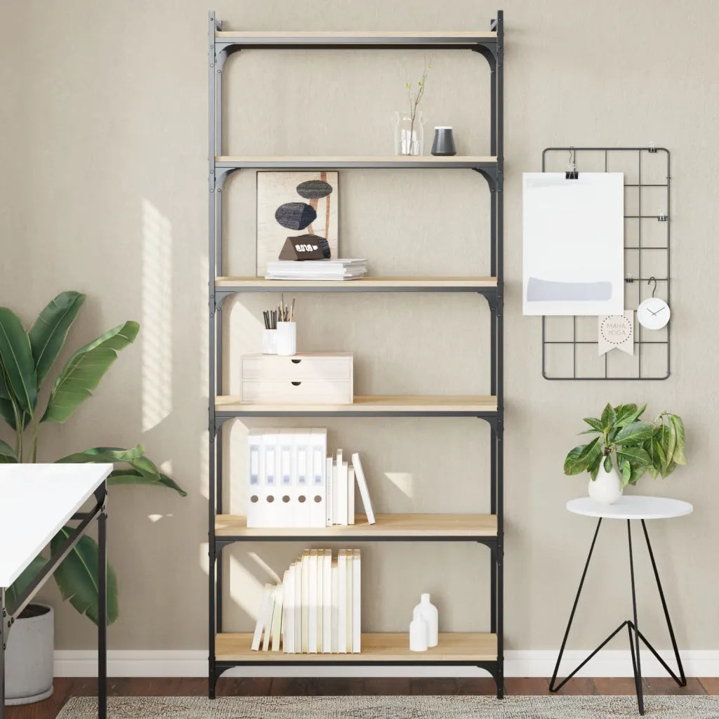 Libreria 6 Ripiani Rovere Sonoma 80x30x188 cm Legno Multistratocod mxl 108535