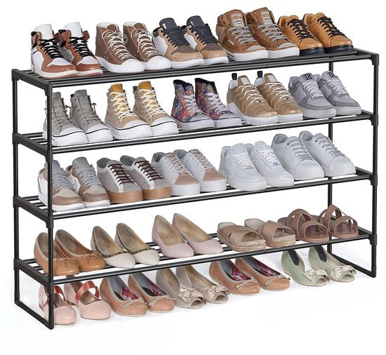 Sistema di Pannelli 4 Livelli - Pannelli di Supporto Metallico - Riutilizzabile - Per 25-30 Pair di Scarpe - Supporta fino a 10 kg per Livello - 30 x 117 x 75 cm