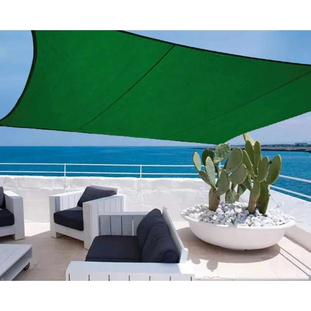 Trade Shop - Vela Tenda Rettangolare Parasole Protezione Sole Ombra Giardino 3x4 Mt Verde 017033 -