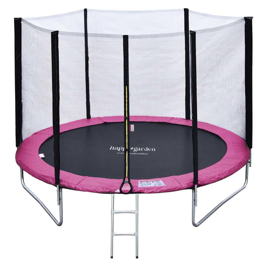 Premium Pack Trampolino 245cm reversibile rosa/grigio CANBERRA + rete, scala, copertura e kit di ancoraggio